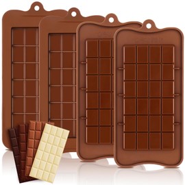 4 Packs Break-Apart Chocolate Molds, Food-grade Silicone Chocolate Bar Molds Reusable Candy Chocolate Bar Molds for Baking, Candy, Chocolate Snacks