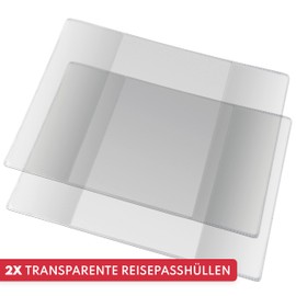 2 x Passport Cover (13.5 x 19 cm) Transparent - Passport Cover for New Passport - Robust Tear-Resistant Passport Cover Passport as Perfect Protection Against Dirt, Moisture and Scratches, transparent,