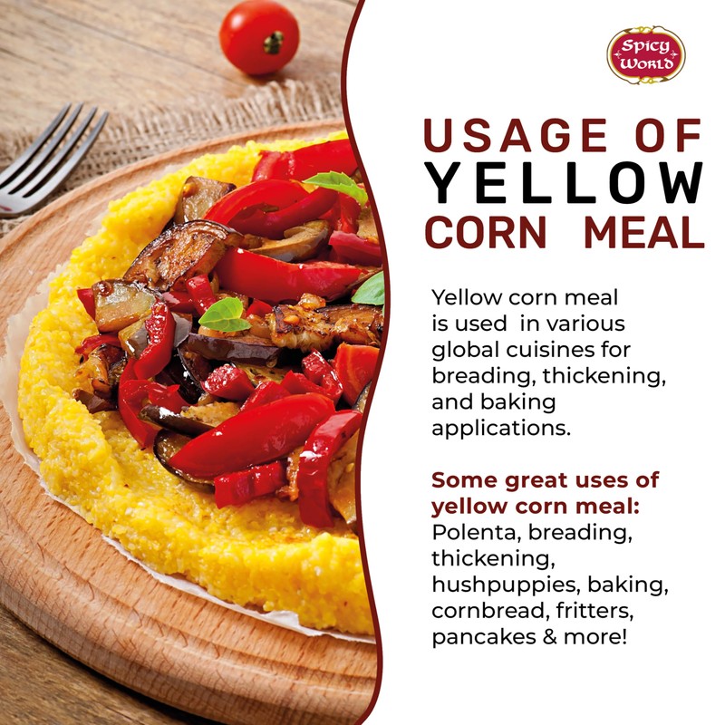 Spicy World Yellow Corn Meal Medium Grind 4 Pound (64oz)