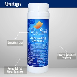Clear Spa 104° Spa Chlorine Granules for Hot Tub - Hot Tub Chlorinating Granules - Granulated Chlorine for Hot Tub and Spa - Spa & Hot Tub Chemical Controls Bacteria and Algae - 2 Pounds (4)