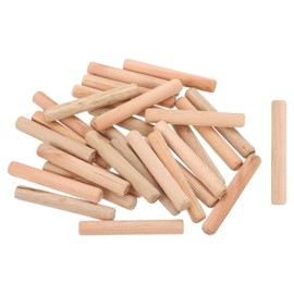 sourcing map 20Pcs 1/2"x3-1/8" (10mmx80mm) Wooden Dowel Pins, Fluted Wood Beveled Ends Tapered Dowel Hardwood Pegs, Wood Dowels Rods for Furniture, DIY Crafts