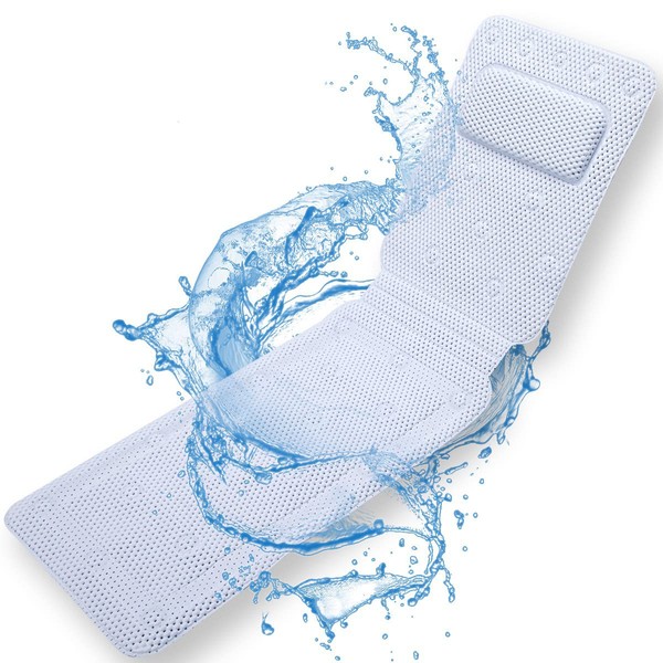 Bath Pillow Full Body, SurSoul Quick-Drying Spa Pillow for Tub, Bathtub Pillow with Soft PVC, Bath Bed with Suction Cups