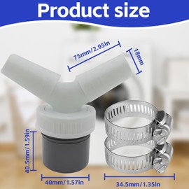 Siphon Waschmaschine Abfluss Adapter,Waschmaschinenanschluss Adapter,Abfluss Waschmaschine Doppelanschluss Waschmaschine Zubehör,Waschmaschine Anschluss für 2 Waschmaschinen Anschluss Abfluss