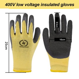 Bavooty Electrician Gloves, Insulated Gloves, 400 V, Rubber Electrician Gloves, Waterproof Rubber and Anti-Electric Shock, Flame Retardant Electrician Gloves, Voltage Resistance, Work Gloves