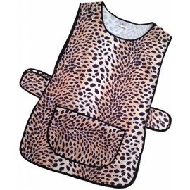 Ladies Floral Home Work Tabard Apron with Single Large Front Pocket, White Piping and Side Fastening Button Tabs