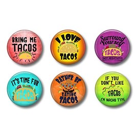 Cute Locker Magnets For Teens - Funny Taco Expressions - Set of Six 1.75" - Whiteboard Office or Fridge - Gift Set (Tacos)