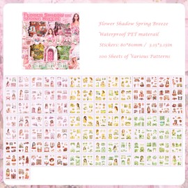 Juego de 500 pegatinas para álbumes de recortes, diseño clásico de flores, para casa, gente transparente, impermeable, para suministros de álbumes de recortes, diarios estéticos de basura para