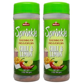 Sprinkle Chili Lemon Seasoning For Fries And Popcorn Natural Powder Ground Spice Spices Seasoning Herbs Herbal No Gmo Kosher Halal (2 Pack = 6.35 oz / 180 gm) توابل للبطاطس والفشار شطه و ليمون حلال