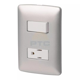 Volteck PA-APCO-IP Plate armored contact and switch, silver, Italian line