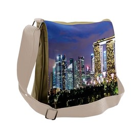 Ambesonne Travel Messenger Bag, Singapore City, Unisex Cross-body