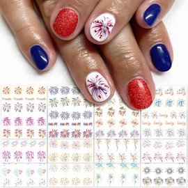 IDDFEVE 12 Sheets Firework Nail Decals - Water Transfer Celebrating The New Year, 4th of July Nail Stickers for DIY Patriotic Independence Day Memorial Day Manicure