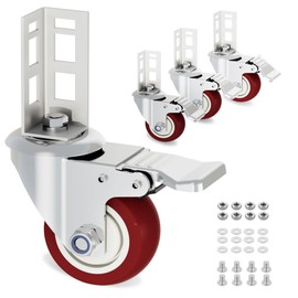 USCaster Storage Rack Caster Wheels 3" Heavy Duty Locking Caster Wheels Fit for Boltless Self Locking Shelving Racks 500LBS High Load Capacity (4 Pack)