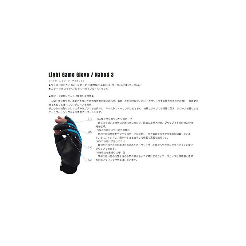 Breaden Breaden/buri-den Light Game Glove/raitoge-muguro-bu NAKED3/3 Finger Cut