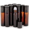 12 Pack,10 ml AMBER Glass Essential Oil Roller Bottle +