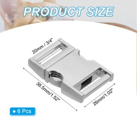 PATIKIL 6 Pack Metal Quick Side Release Buckles 15 mm/5/8 Inch, Dog Collar Buckles Clip for Straps Webbing Paracord Bracelet Dog Collar Bag Backpack Belt, Silver Tone