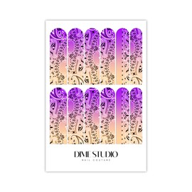 Peach & Purple Ombre Bandana Nail Decals Water Transfer Nail Wraps Manicure Accessories (3XL 2.2)
