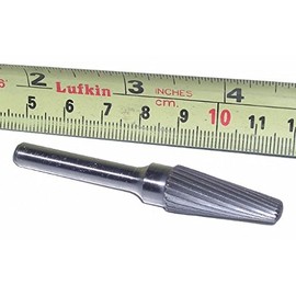 Canadian Tool and Supply 1/2-Inch x 1-1/8-Inch Taper 14° w/Radius End Carbide Bur Single Cut 1/4-Inch Shaft (SL-4-S)