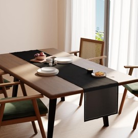 Encasa XO Dining Table Runner 13"x59" | Pure Cotton Hemstitched Design | Black - Machine Washable