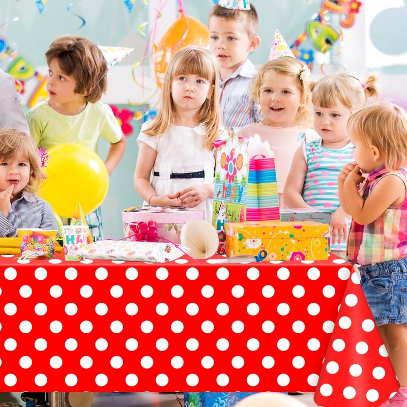TJYJOY 4 Pack Red and White Polka Dots Rectangular Tablecloth
