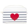 Draper James Striped Cosmetic Bag with Heart, Zippered Travel Makeup