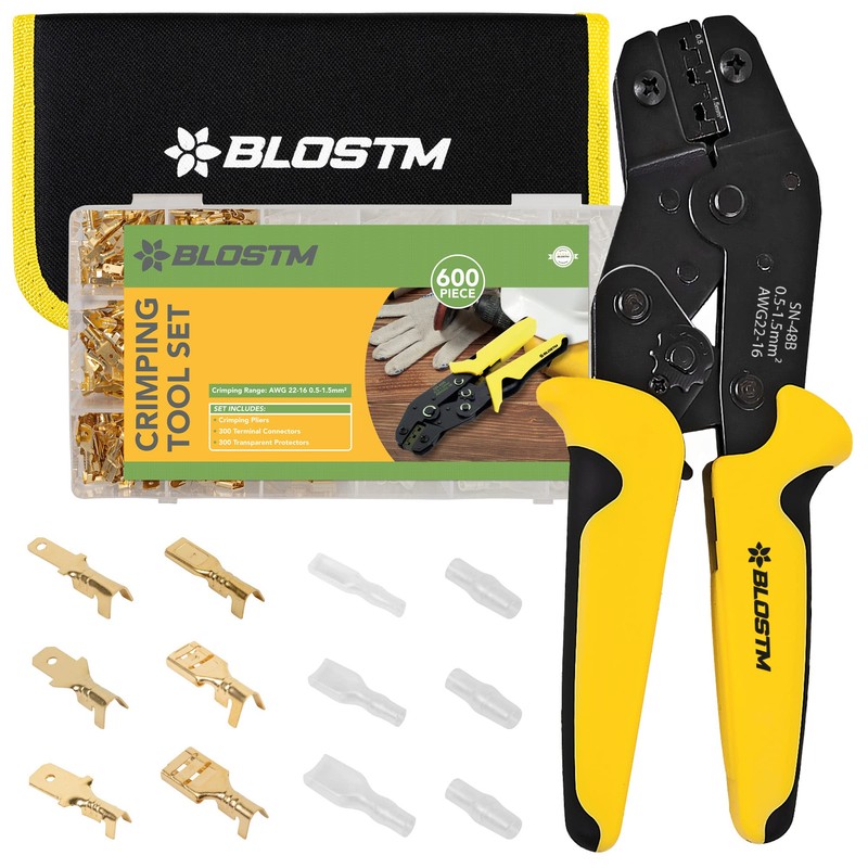 BLOSTM 600 Piece Crimping Tool Set - Adjustable Ratchet Wire