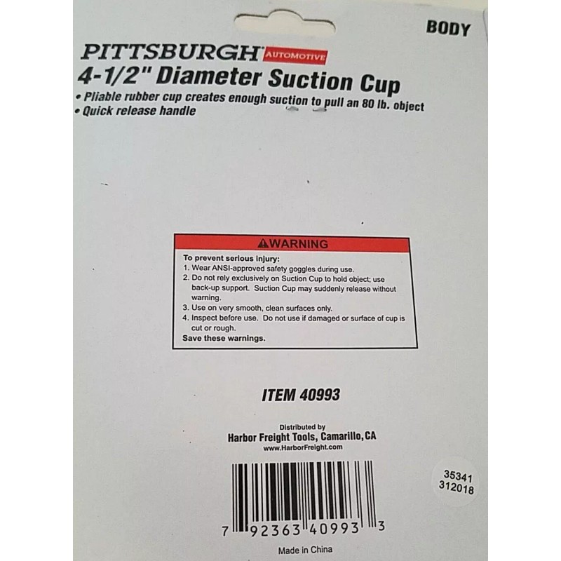 Harbor Freight Auto Body Repair Suction Cup 4.5” w Quick