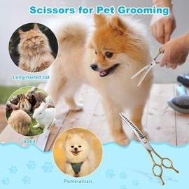 Dog Grooming Scissors, 7 Inch Professional Thinning Shears for Dog Grooming, 42 Teeth Stainless Steel Pet Scissors