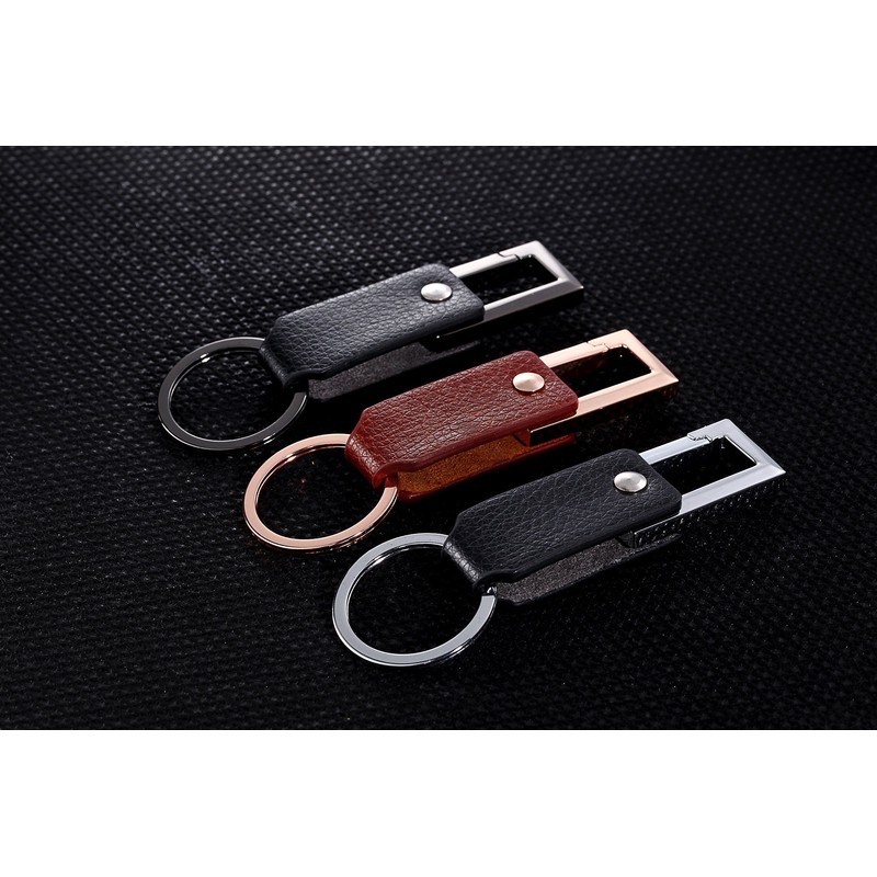 Cerbery - Leather Keyring with Rings and Gift Box, black
