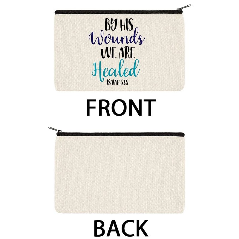 WIRESTER Set Of 2 Canvas Zipper Makeup Bag, Cosmetic Pouch,