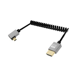 YANBORONSN 4K Micro HDMI to HDMI Spiral Cable 2.2 ft, Spring Spiral HDMI to Micro HDMI Cable, Short Cable 2.0 4K @ 120Hz 18Gbps for Camera/Camcorder/HDTV/Tablet (Left)
