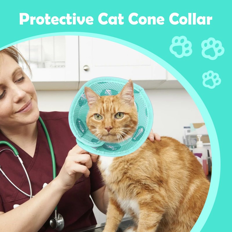 Kinwodon Green Cat Cone Collar Soft, Adjustable Cat Recovery Collar
