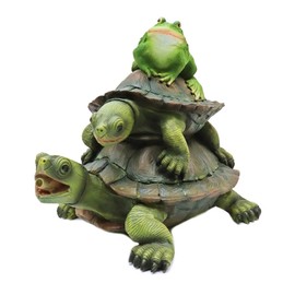 Easy Rider Frog on Turtles Decorative Plumbed Pond Statuary Fountain Spitter - Complete Kit with Pump and Tubing