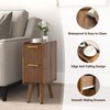 ELYKEN Narrow Side Table, Fluted Nightstand with Drawers, Wooden Small