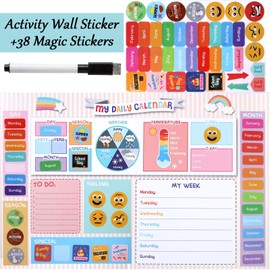 My First Daily Calendar for Kids, 15X23.2 In Activities Calendar for Preschoolers and Ages 3+, Days of the Week Chart for Toddlers Learning, Classroom Calendar for Kids, Preschool Classroom Calendar