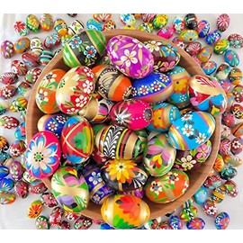 Pysanky (Pisanki) Handpainted Polish Wooden Easter Eggs - Bakers Dozen (13 Eggs, Mixed Sizes)
