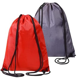 WESTWOOD FOX Drawstring Gym Bag String Bags Gym Sack Backpack PE Bags for Women Men Trainer Swimming Bag Travel Beach School Holidays Suitable for Sports,kids,Boys,Girls (Red Grey, 2 pcs)