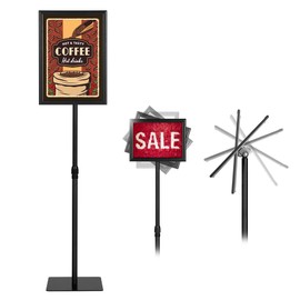 Adveporme Poster Stand for Display Adjustable Floor Sign Stand Sign Holder Floor Stand with Heavy Duty Pedestal Aluminum Snap Open Frame for 8.5x11 Inches