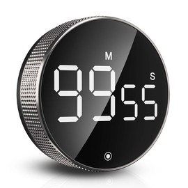 Round Digital Kitchen Timer, Magnetic Countdown Countup Timer with Large LED Display Volume Adjustable for Cooking, Seniors, Kids