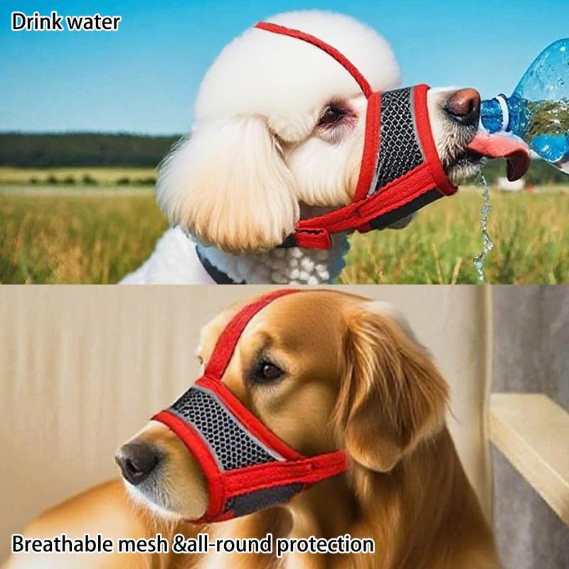 2 PCS Dog Muzzle Comfortable Breathable Mesh Muzzle with Adjustable