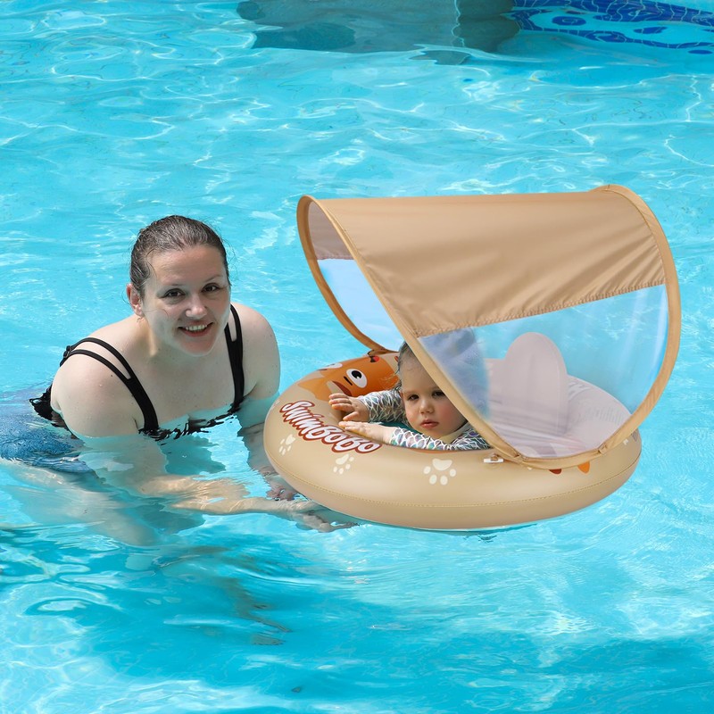 Swimbobo Inflatable Baby Swimming Float with Safe Seat and Canopy