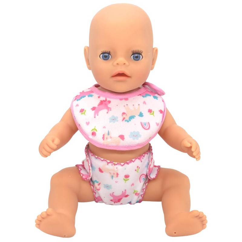 ZWOOS 8-Piece Doll Bib and Nappies for Baby Dolls, Cute