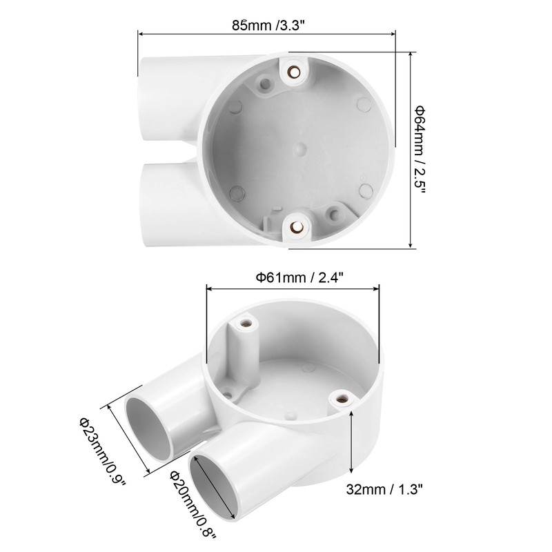 sourcing map PVC Conduit Box Junction Box U-shaped 2 Way