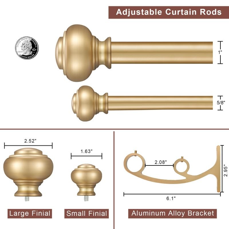 Double Curtain Rods for Window 72 to 144 Inch, Warm
