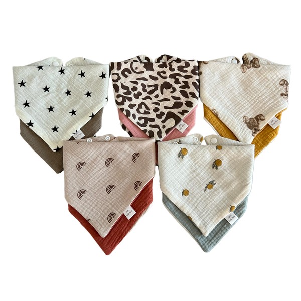SnD Plus Muslin Bibs 2 Layers Cotton Triangle Reversible Baby