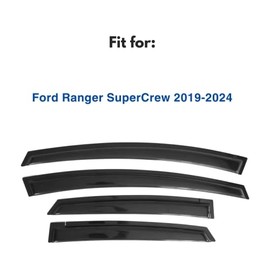 Immortal Group IG Window Visor for Ford Ranger SuperCrew 2019-2024, Rain Guard Tape-On Extra Durable Sun Wind Side Vent Window Deflector, 2019 2020 2021 2022 2023 2024 (SuperCrew Only)