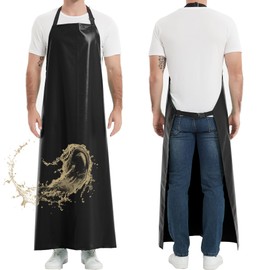 Thicker Rubber Apron, 51.18 x 35.43" Adjustable Apron, Heavy Duty Oil & Chemical Resistant Work Apron, Extra Long Waterproof Aprons for Dish Washing, Gardening, Lab Work, Butcher & Dog Grooming, Black