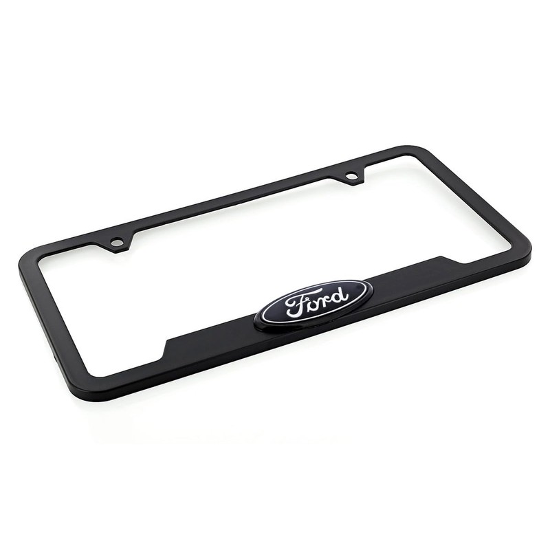 Ford 3D Badge Logo Black ABS Plastic License Plate Frame