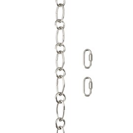 Aspen Creative, Satin Nickel, 21130-09-1, Steel Heavy Duty Chain & Two Quick Link Connector Fixture/Swag Light/Plants / 3 Feet, 9 Gauge
