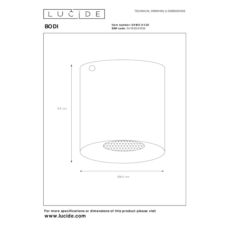 Lucide BODI - Ceiling Spotlight - Ø 8 cm -
