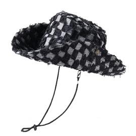AICHUAN Denim Cowboy Hat Cotton Bucket Sun Hat for Women Men Summer Outdoor Wide Brim Checkered Pattern Fisherman Cap